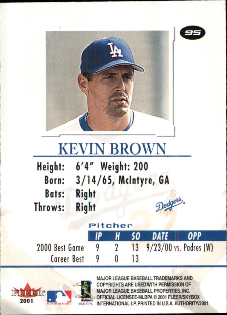 2001 Fleer Authority #95 Kevin Brown back image