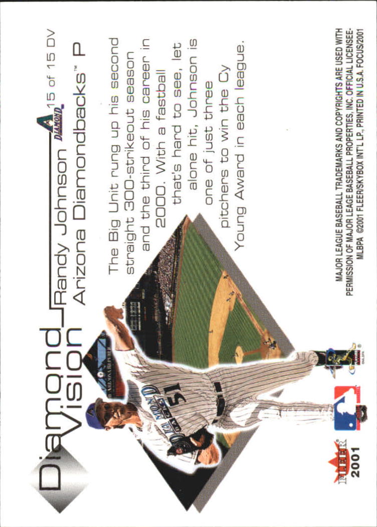 2001 Fleer Focus Diamond Vision #15 Randy Johnson back image