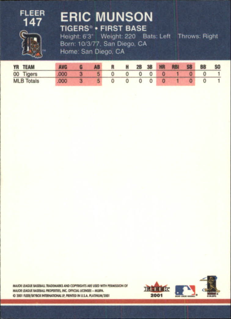 A1674- 2001 Fleer Platinum BB Cards 1-250 +Rookies -You Pick- 15+ FREE US SHIP - Picture 295 of 501