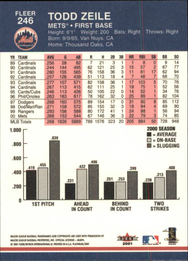 A1674- 2001 Fleer Platinum BB Cards 1-250 +Rookies -You Pick- 15+ FREE US SHIP - Picture 493 of 501
