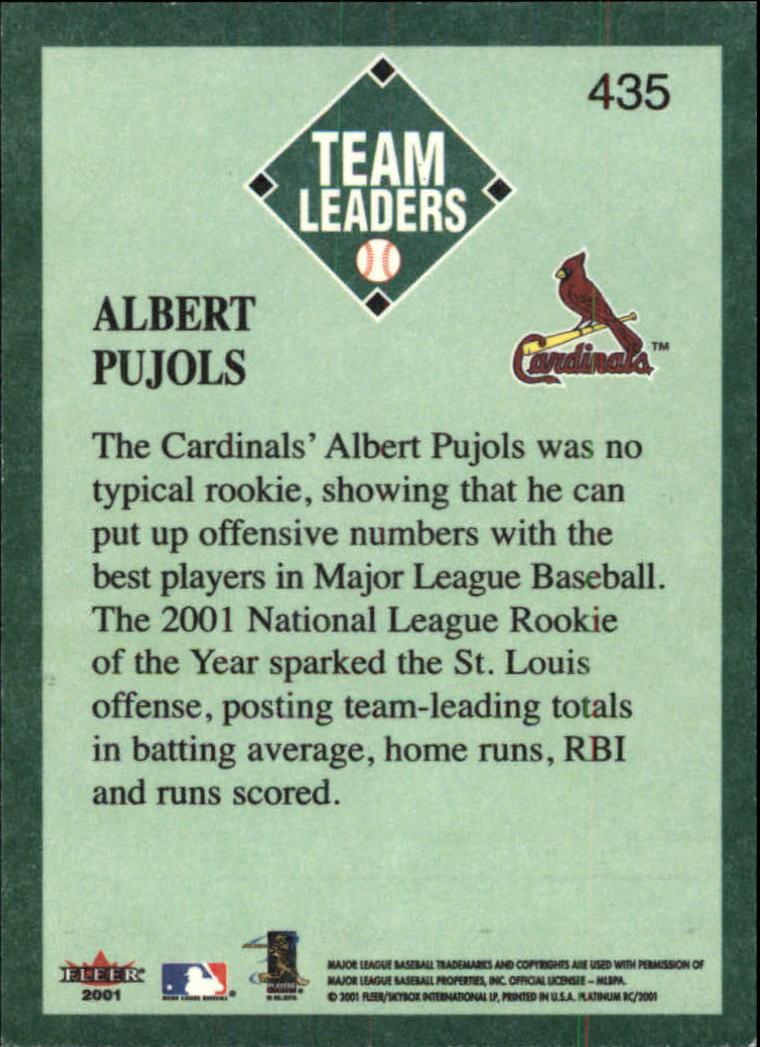 2001 Fleer Platinum #435 Albert Pujols TL back image