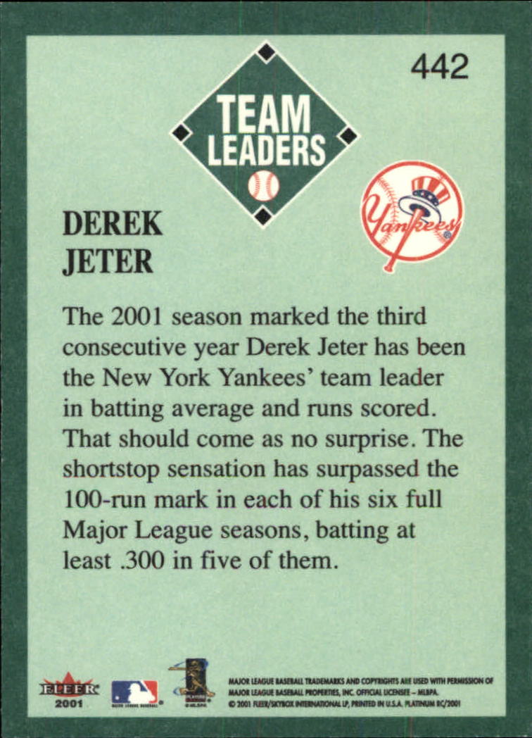 2001 Fleer Platinum #442 Derek Jeter TL back image