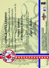 2001 Fleer Platinum National Patch Time #44 Manny Ramirez Sox S1 back image