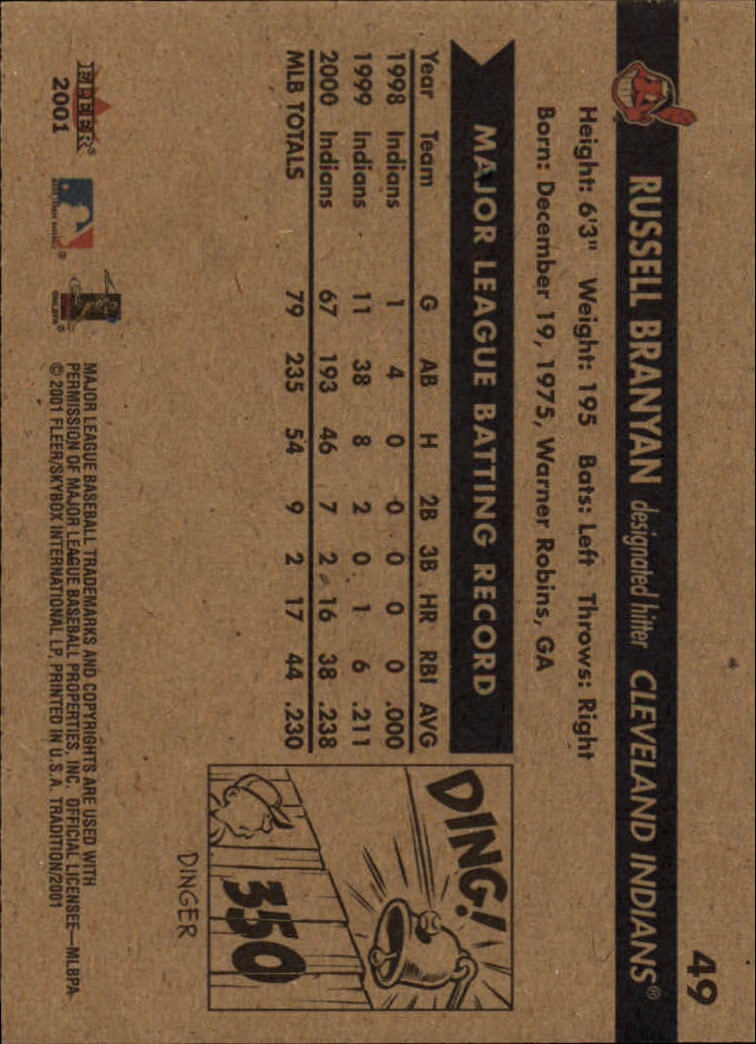 A2341- 2001 Fleer Tradition Baseball Card #s 1-250 -You Pick- 15+ FREE US SHIP - Picture 95 of 475