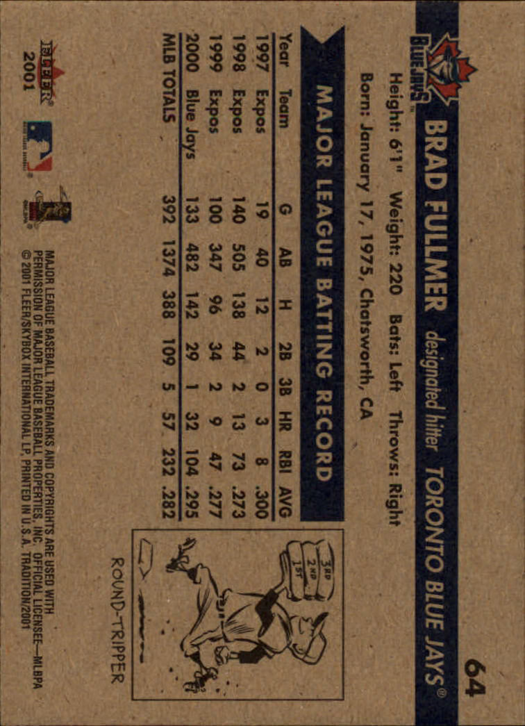 A2341- 2001 Fleer Tradition Baseball Card #s 1-250 -You Pick- 15+ FREE US SHIP - Picture 123 of 475