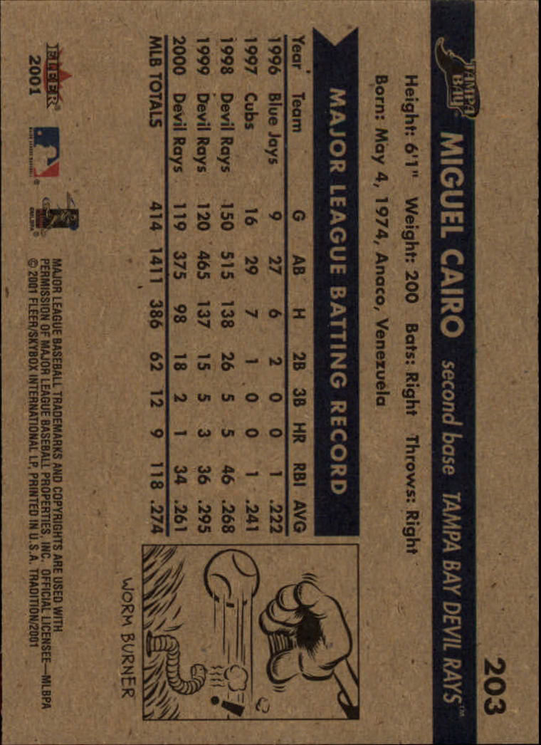 A2341- 2001 Fleer Tradition Baseball Card #s 1-250 -You Pick- 15+ FREE US SHIP - Picture 385 of 475