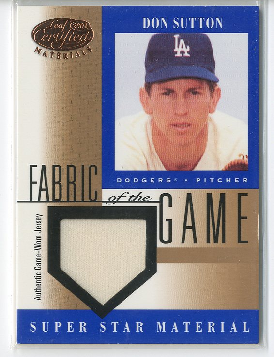 2001 Leaf Certified Materials Fabric of the Game #54BA Don Sutton