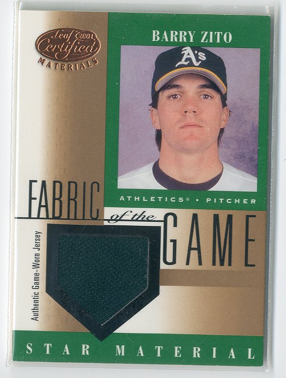 2001 Leaf Certified Materials Fabric of the Game #95BA Barry Zito