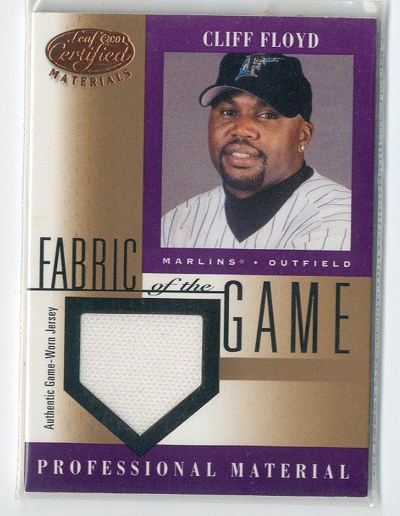 2001 Leaf Certified Materials Fabric of the Game #112BA Cliff Floyd