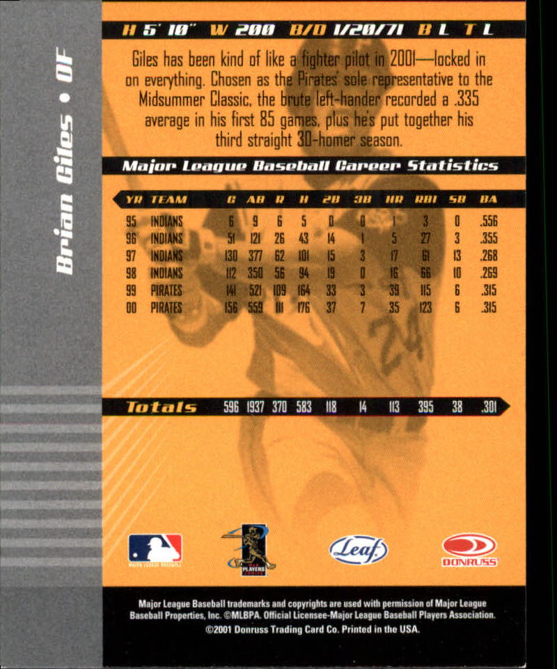 2001 Leaf Limited Baseball "Main Set" Base Cards #1 to #150 - Picture 7 of 269