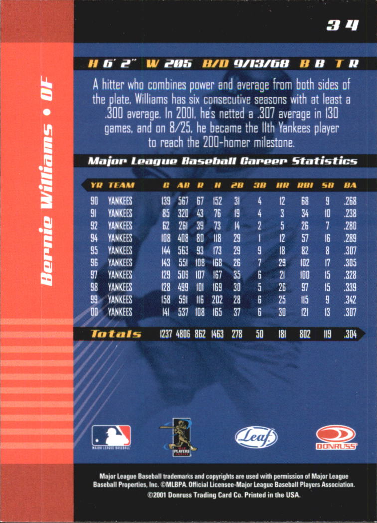 2001 Leaf Limited Baseball "Main Set" Base Cards #1 to #150 - Picture 67 of 269