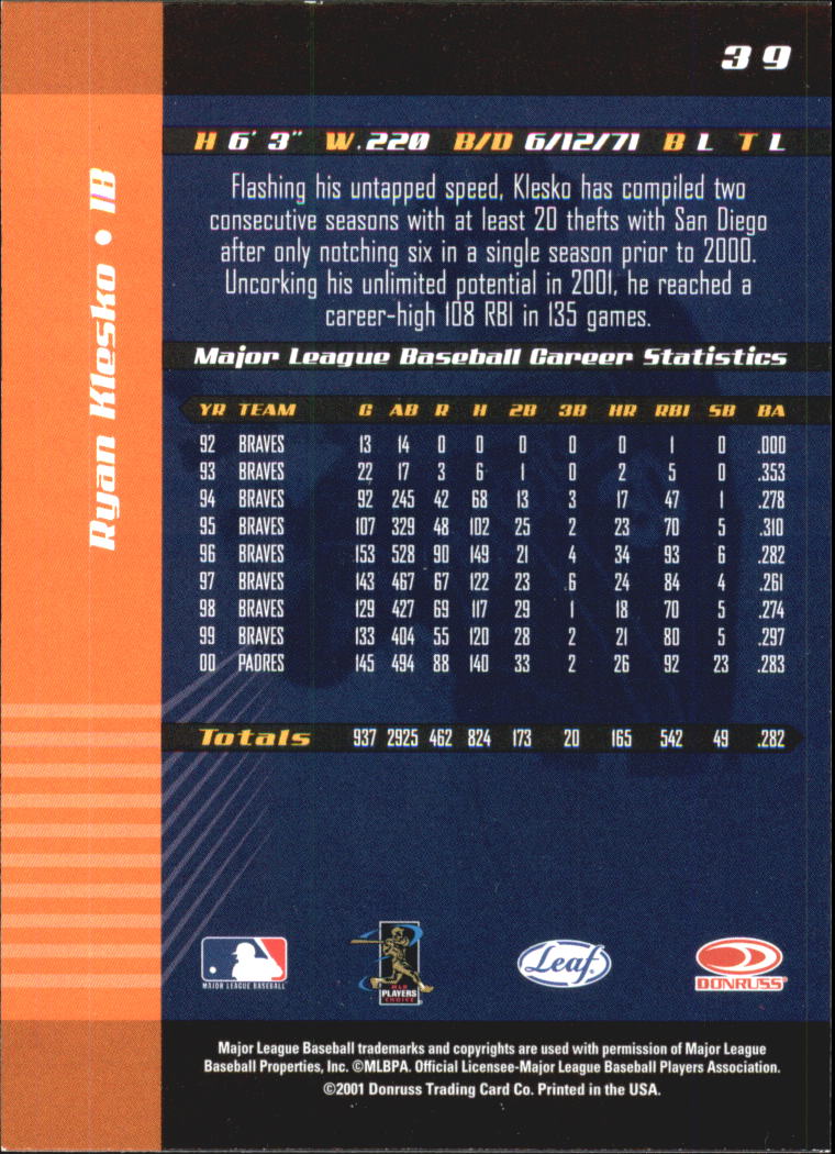 2001 Leaf Limited Baseball "Main Set" Base Cards #1 to #150 - Picture 75 of 269
