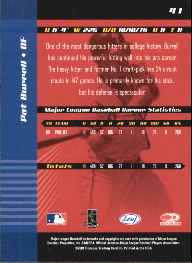 2001 Leaf Limited Baseball "Main Set" Base Cards #1 to #150 - Picture 79 of 269