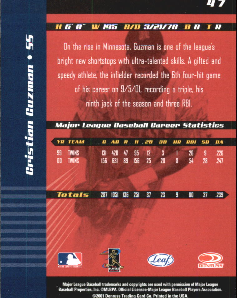2001 Leaf Limited Baseball "Main Set" Base Cards #1 to #150 - Picture 91 of 269