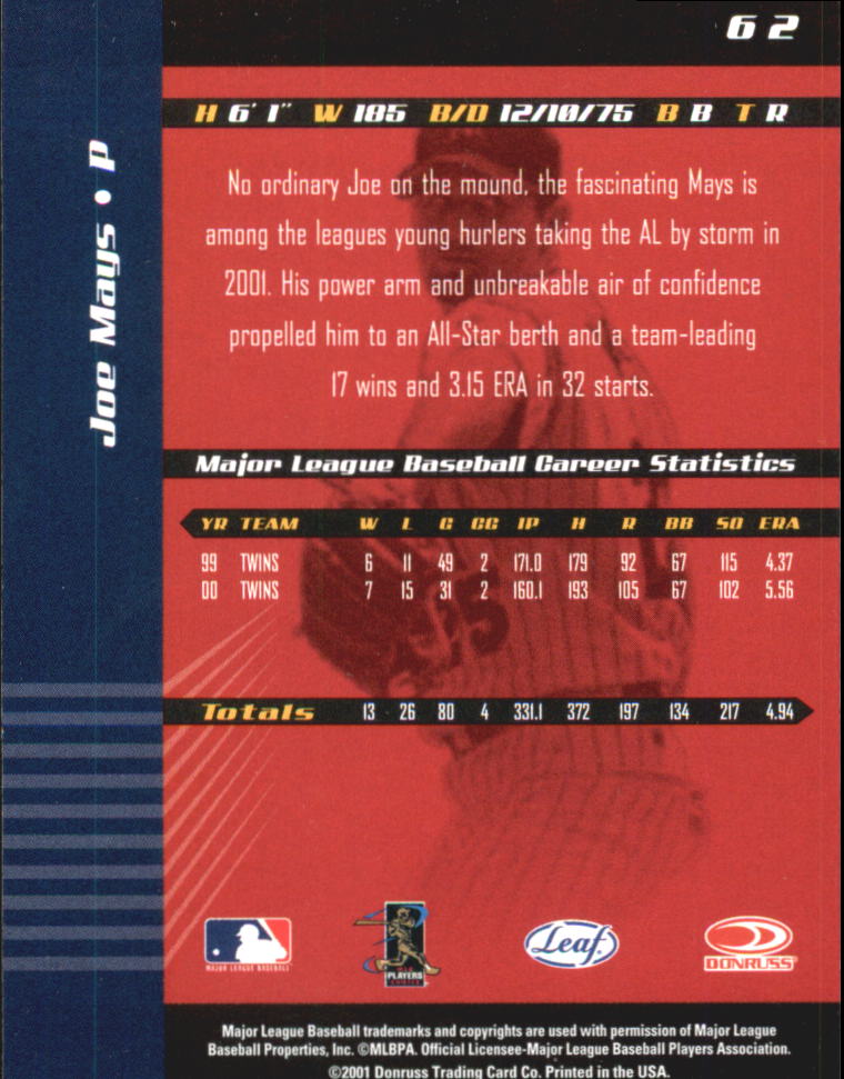 2001 Leaf Limited Baseball "Main Set" Base Cards #1 to #150 - Picture 121 of 269