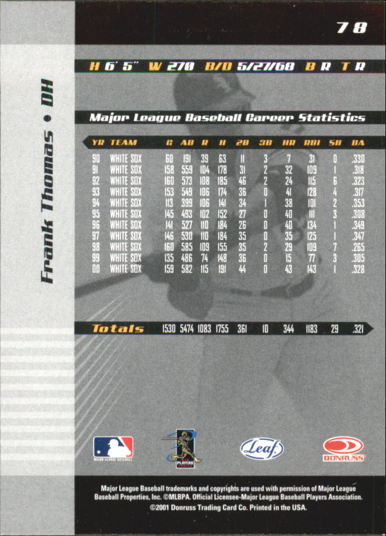 2001 Leaf Limited Baseball "Main Set" Base Cards #1 to #150 - Picture 149 of 269