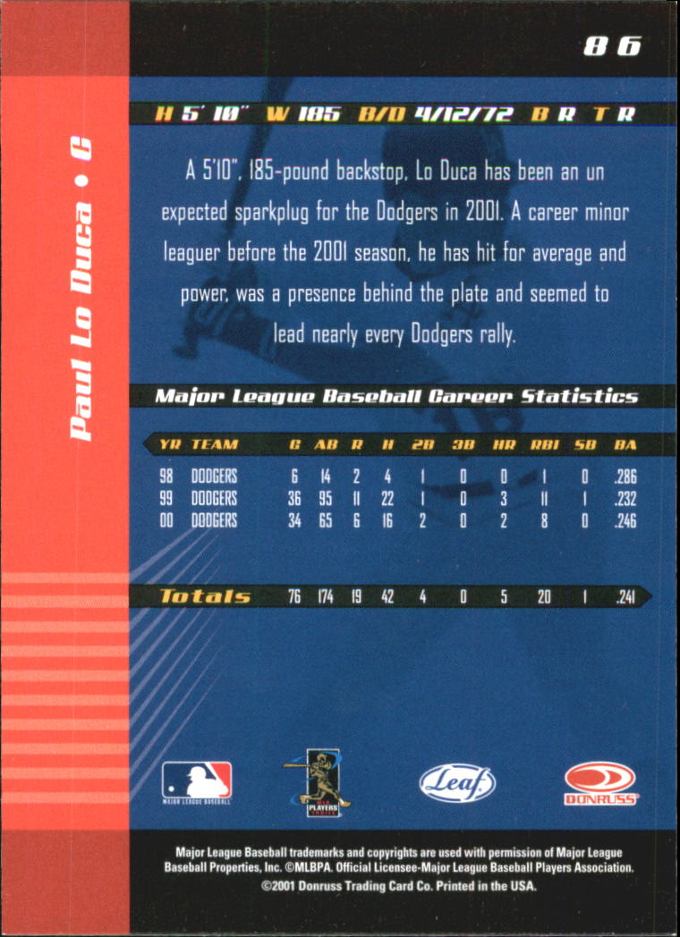 2001 Leaf Limited Baseball "Main Set" Base Cards #1 to #150 - Picture 163 of 269