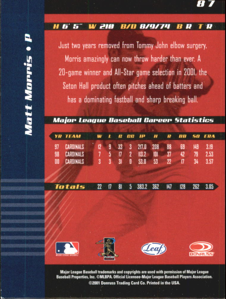 2001 Leaf Limited Baseball "Main Set" Base Cards #1 to #150 - Picture 165 of 269