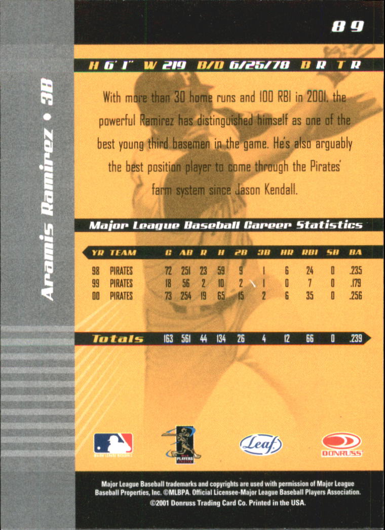2001 Leaf Limited Baseball "Main Set" Base Cards #1 to #150 - Picture 169 of 269
