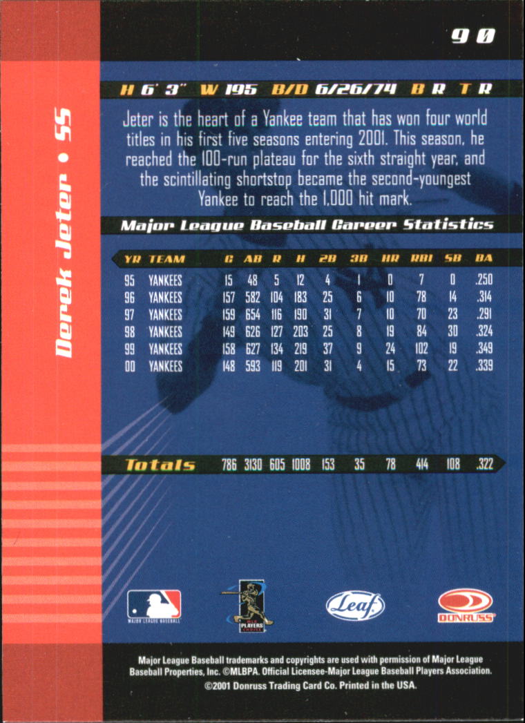 2001 Leaf Limited Baseball "Main Set" Base Cards #1 to #150 - Picture 171 of 269