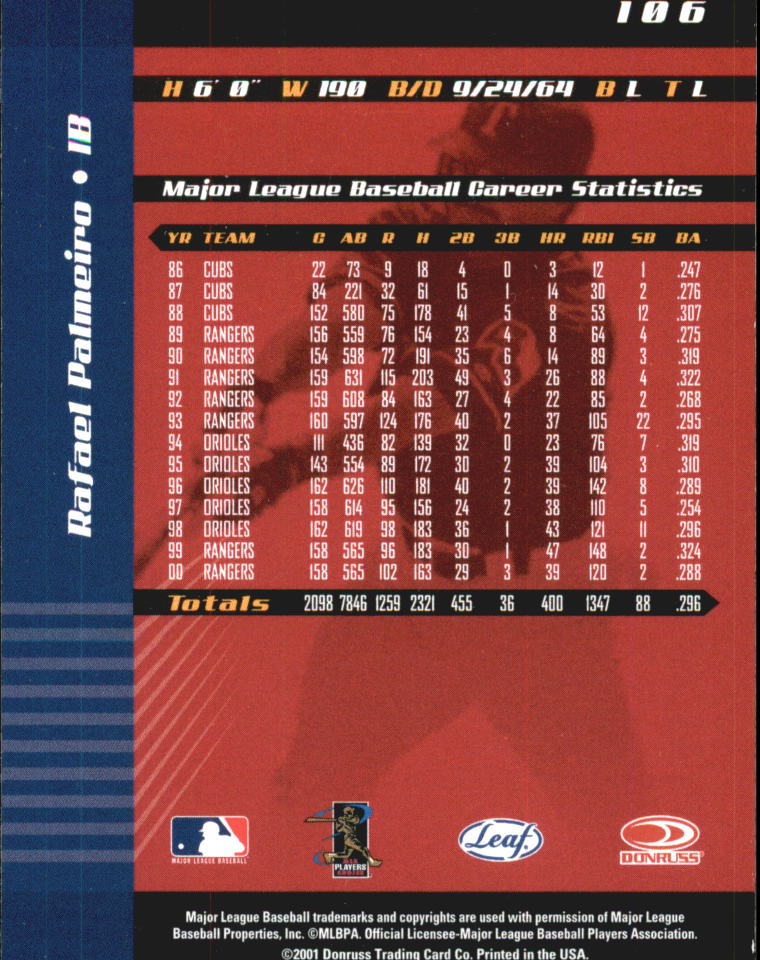 2001 Leaf Limited Baseball "Main Set" Base Cards #1 to #150 - Picture 197 of 269