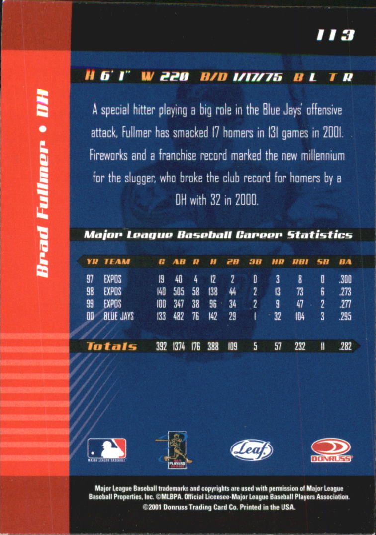 2001 Leaf Limited Baseball "Main Set" Base Cards #1 to #150 - Picture 205 of 269