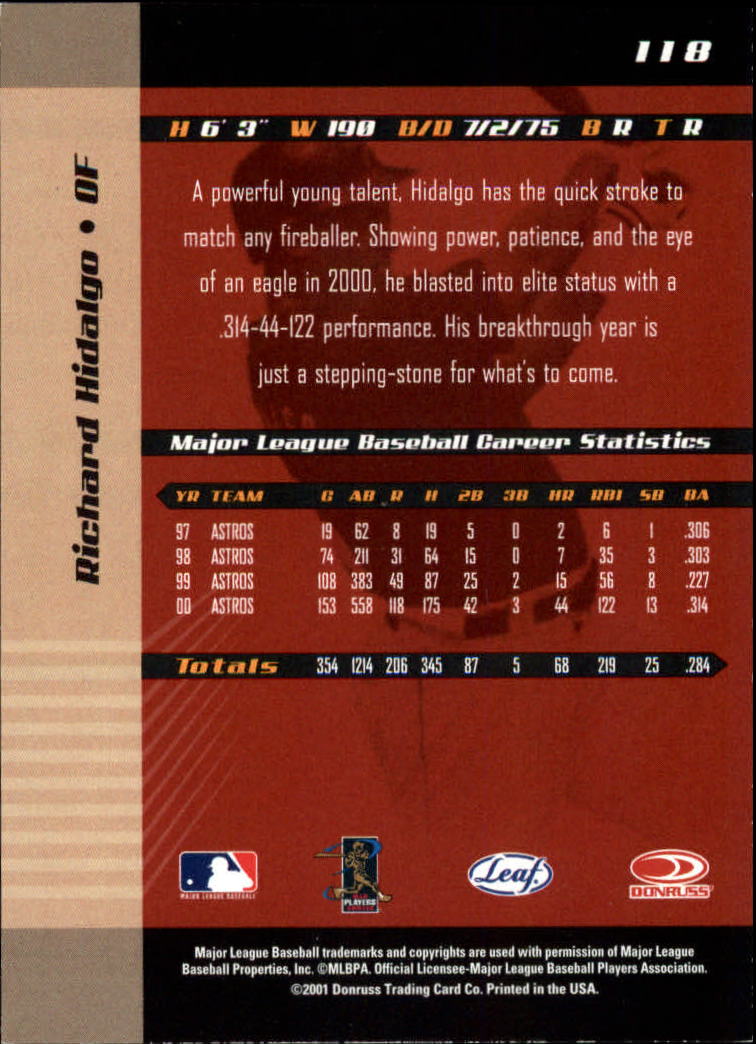 2001 Leaf Limited Baseball "Main Set" Base Cards #1 to #150 - Picture 215 of 269