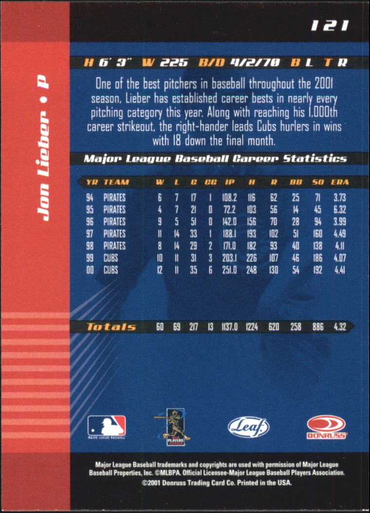 2001 Leaf Limited Baseball "Main Set" Base Cards #1 to #150 - Picture 221 of 269