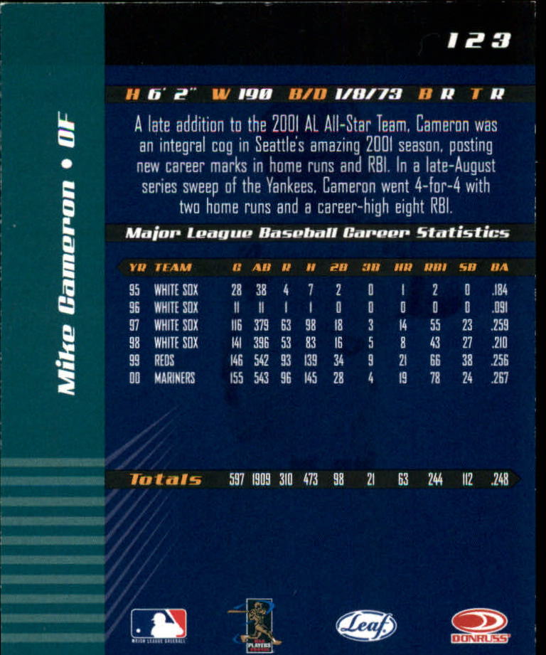 2001 Leaf Limited Baseball "Main Set" Base Cards #1 to #150 - Picture 225 of 269