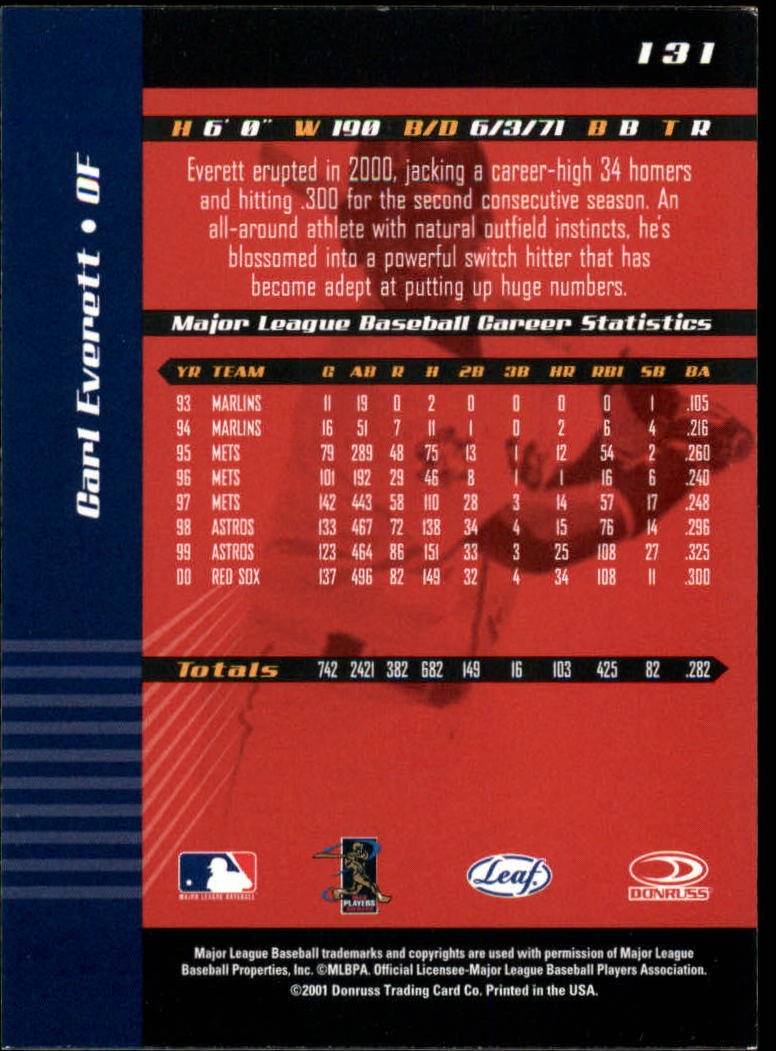 2001 Leaf Limited Baseball "Main Set" Base Cards #1 to #150 - Picture 241 of 269