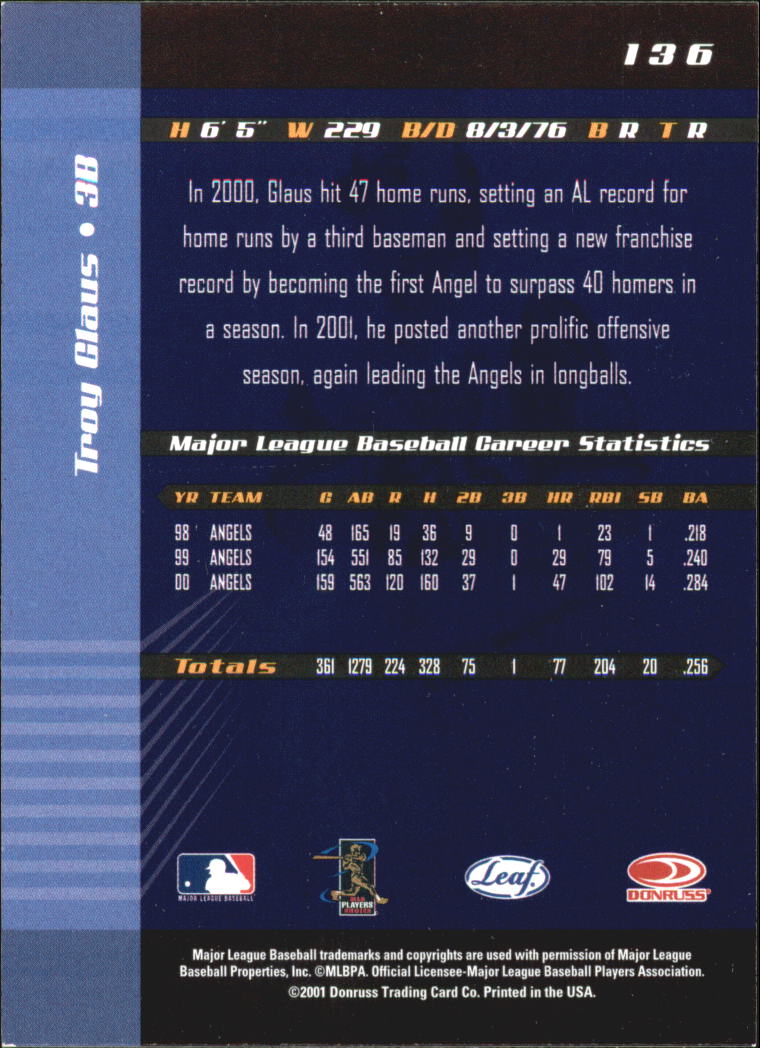 2001 Leaf Limited Baseball "Main Set" Base Cards #1 to #150 - Picture 245 of 269