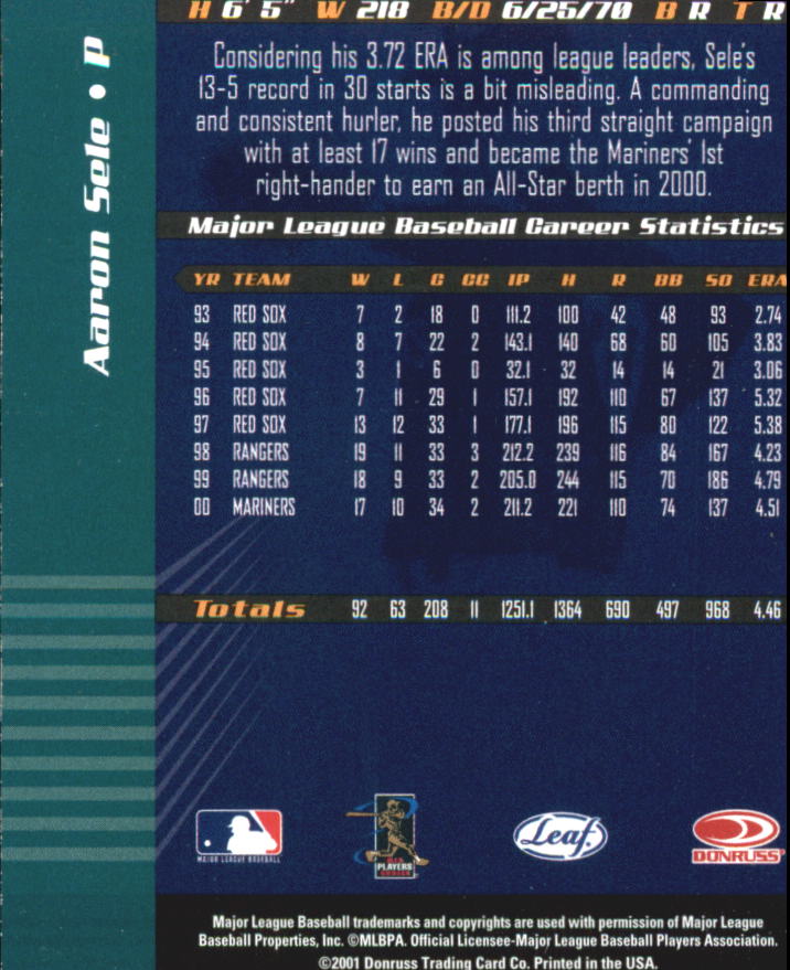 2001 Leaf Limited Baseball "Main Set" Base Cards #1 to #150 - Picture 247 of 269