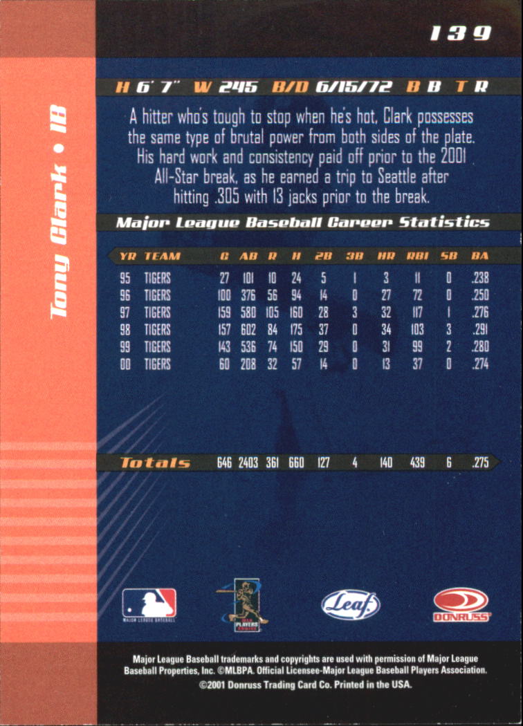 2001 Leaf Limited Baseball "Main Set" Base Cards #1 to #150 - Picture 251 of 269