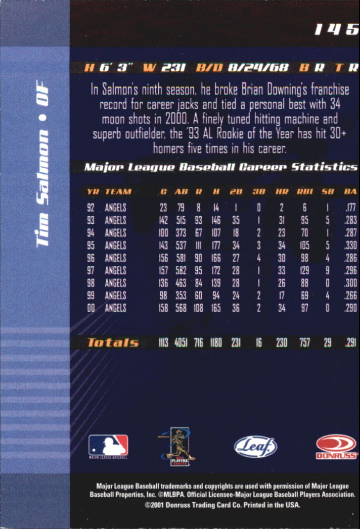 2001 Leaf Limited Baseball "Main Set" Base Cards #1 to #150 - Picture 259 of 269
