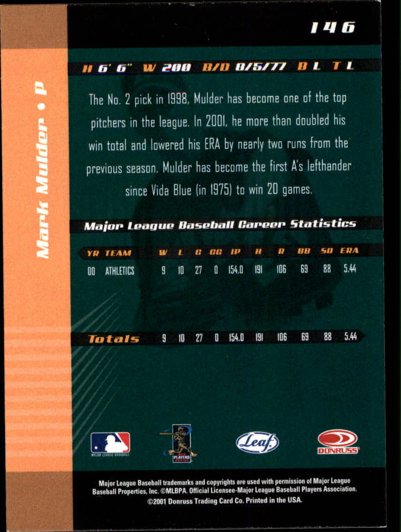 2001 Leaf Limited Baseball "Main Set" Base Cards #1 to #150 - Picture 261 of 269