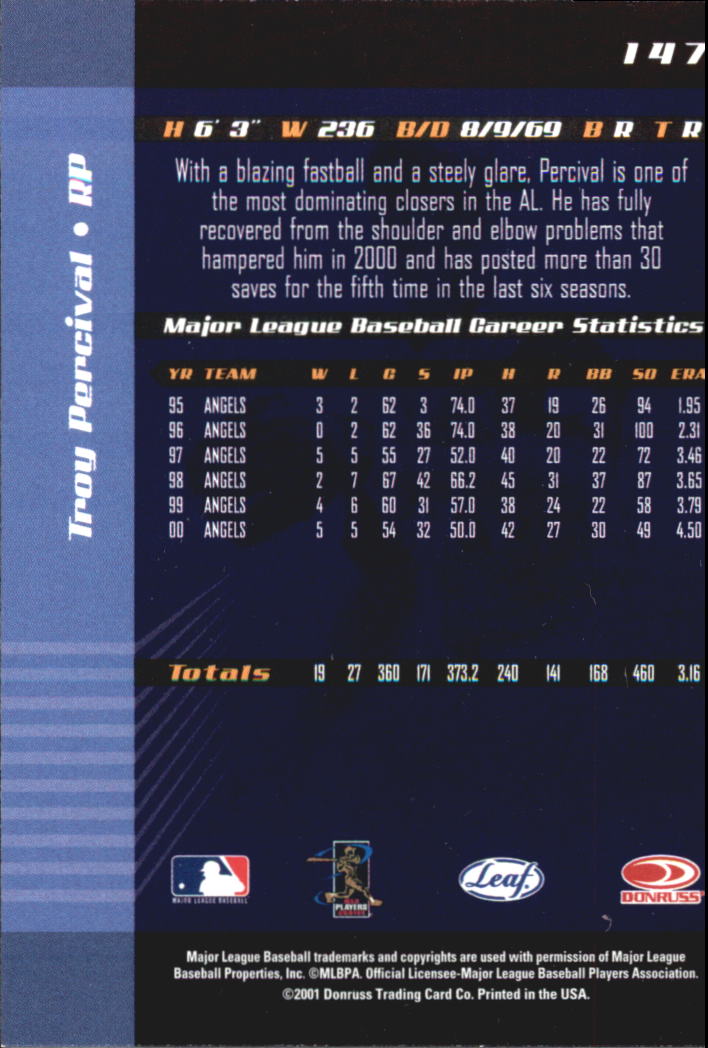 2001 Leaf Limited Baseball "Main Set" Base Cards #1 to #150 - Picture 263 of 269