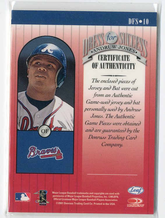 2001 Leaf Rookies and Stars Dress for Success #DFS10 Andruw Jones back image