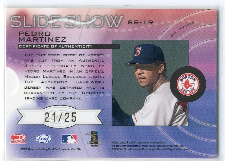 2001 Leaf Rookies and Stars Slideshow View Master #S19 Pedro Martinez back image