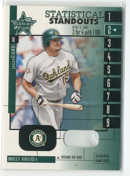 2001 Leaf Rookies and Stars Statistical Standouts #SS11 Jason Giambi