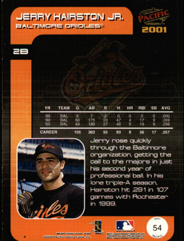 2001 Pacific #54 Jerry Hairston Jr. back image
