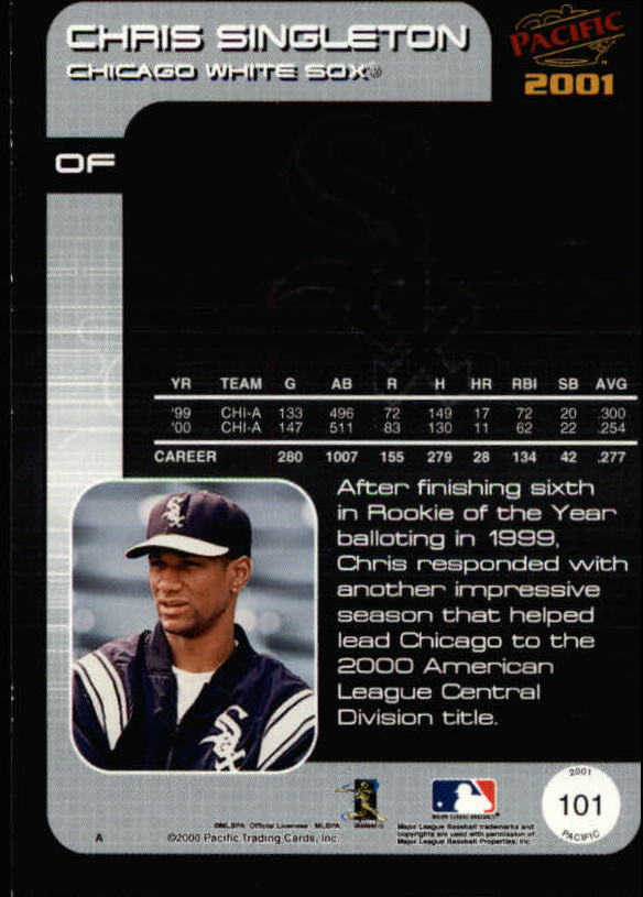 2001 Pacific #101 Chris Singleton back image