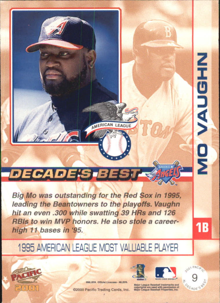 2001 Pacific Decade's Best #A9 Mo Vaughn back image