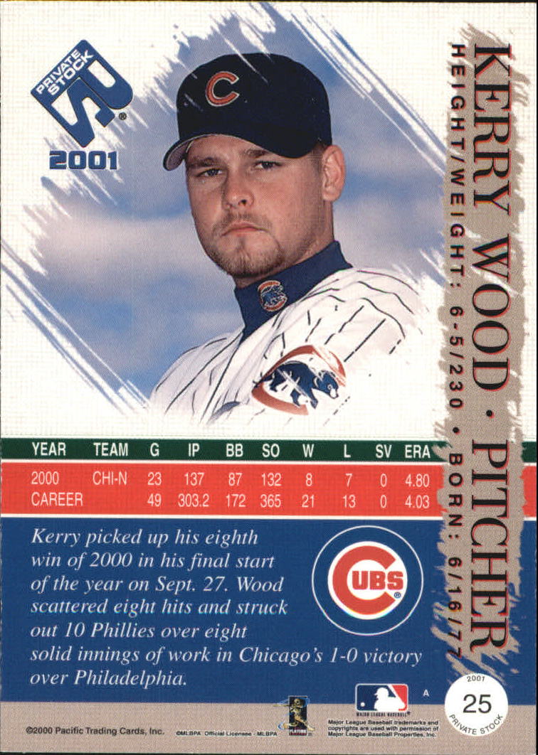 2001 Private Stock Gold Portraits #25 Kerry Wood back image