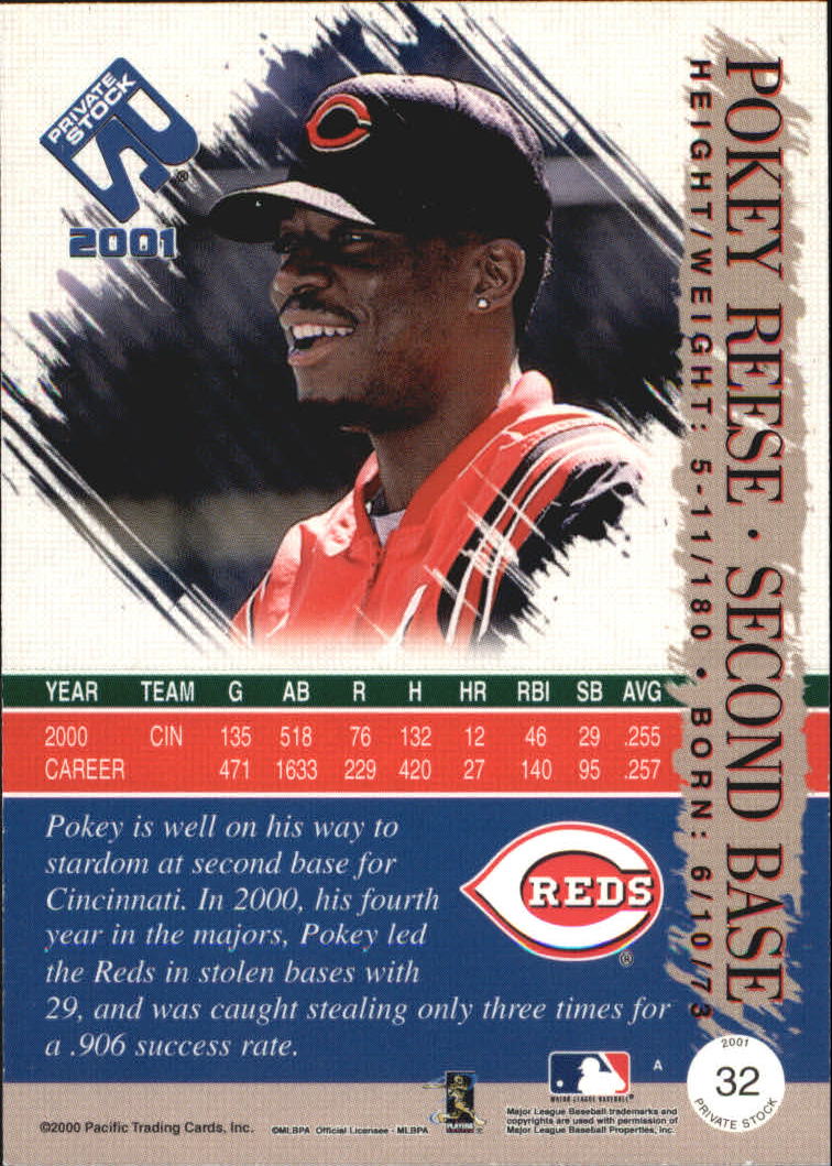 2001 Private Stock Gold Portraits #32 Pokey Reese back image