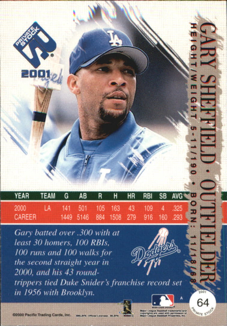 2001 Private Stock Gold Portraits #64 Gary Sheffield back image