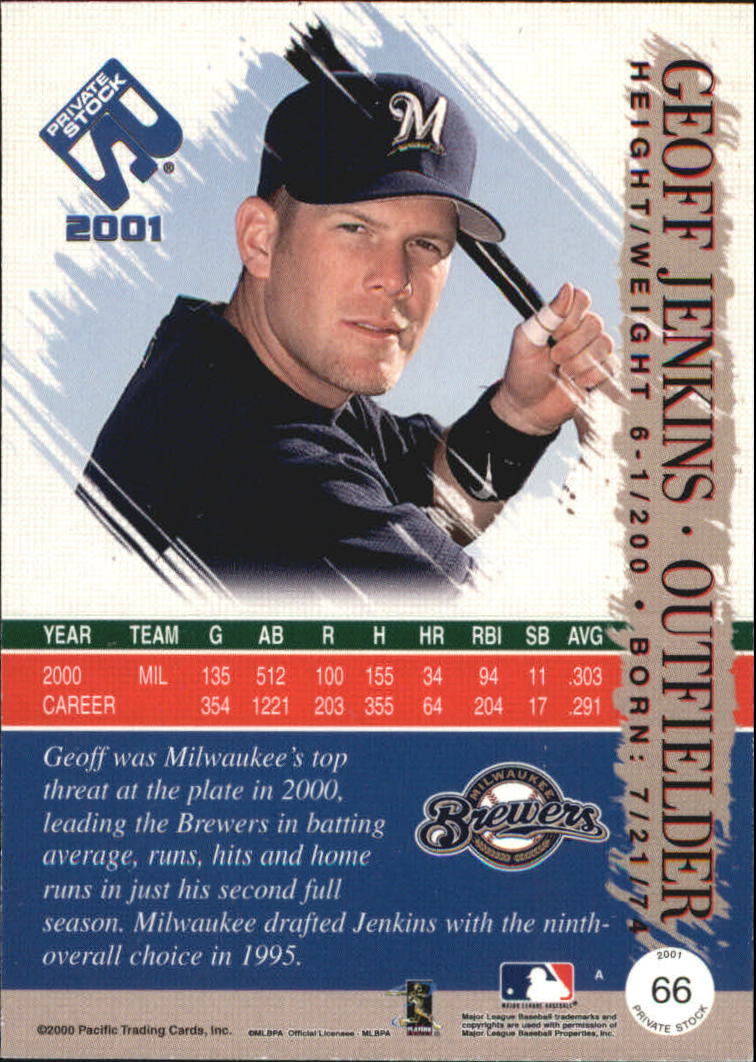 2001 Private Stock Gold Portraits #66 Geoff Jenkins back image