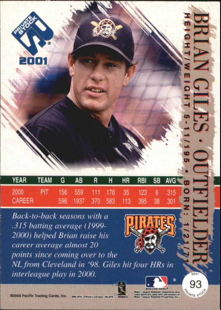 2001 Private Stock Gold Portraits #93 Brian Giles back image