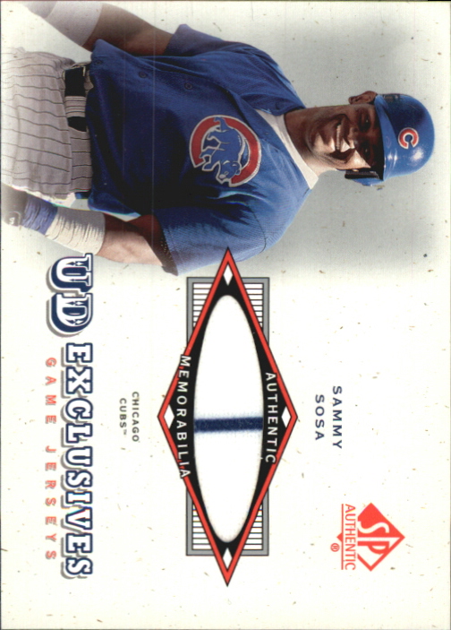 Sammy Sosa player used bat patch baseball card (Chicago Cubs) 2001 Upper  Deck Milestone #MSS