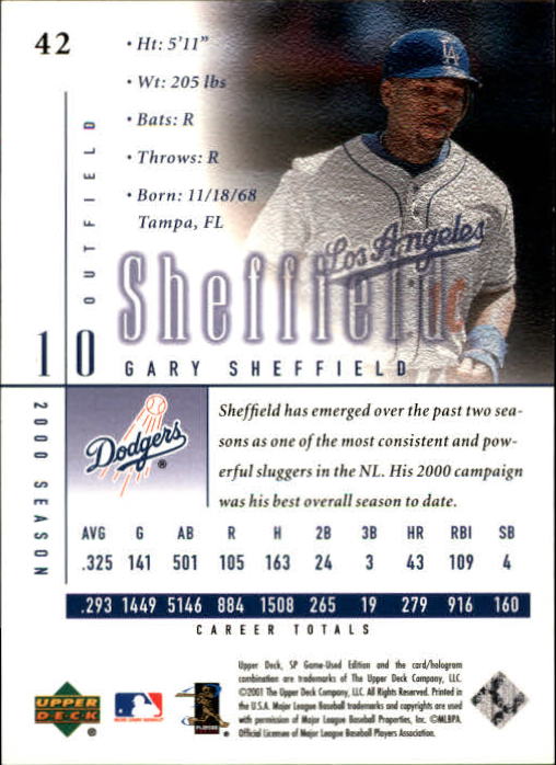 2001 SP Game Used Edition #42 Gary Sheffield back image