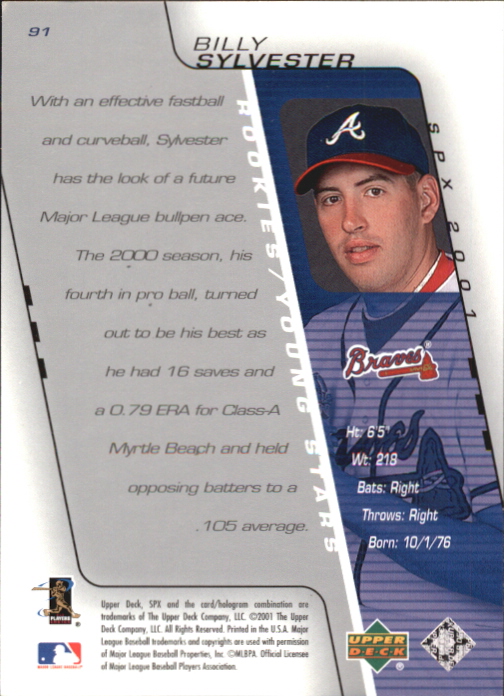 2001 SPx Spectrum #91 Billy Sylvester back image